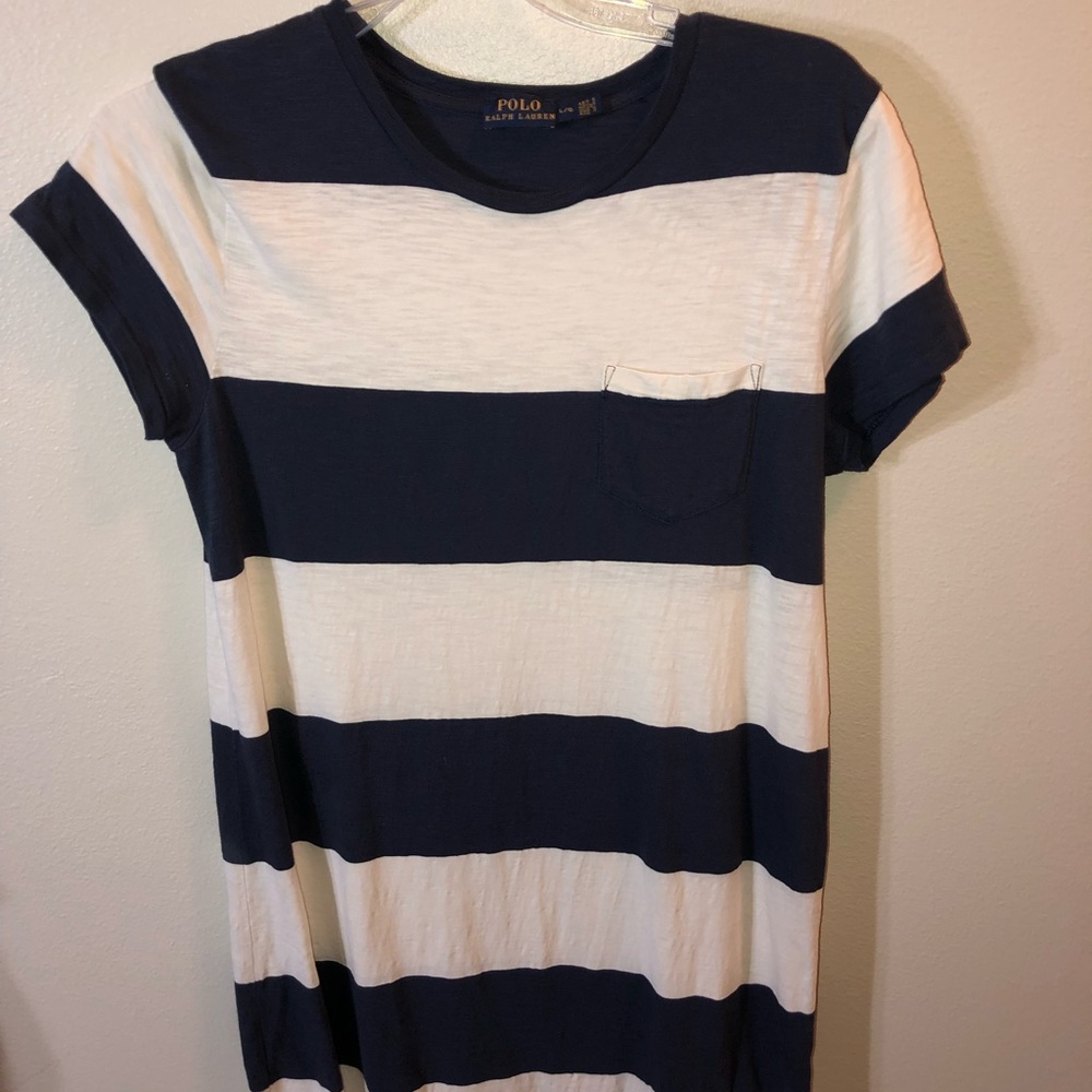 Navy and White Striped Midi Dress